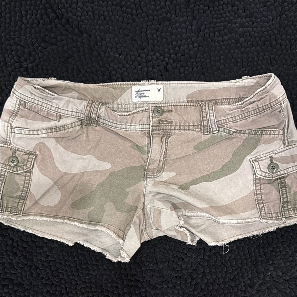 American Eagle Outfitters Green and Tan Cargo Shorts